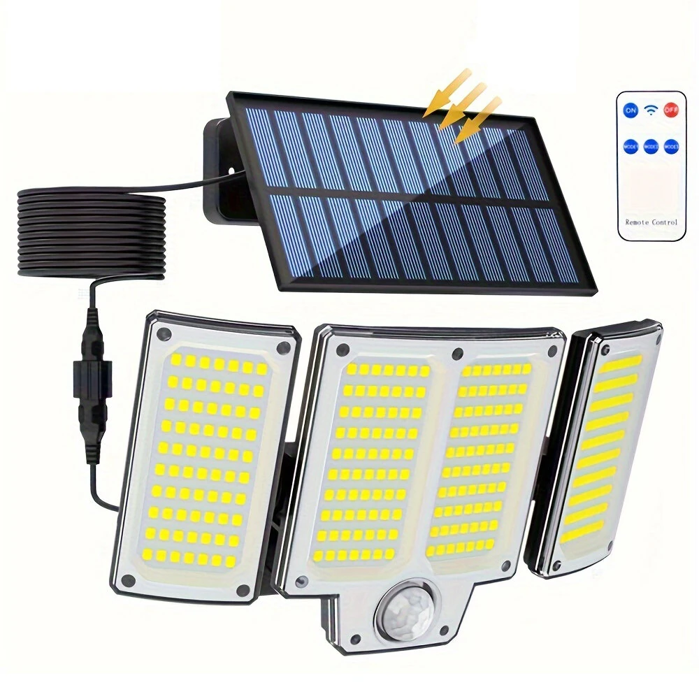 280LED Split Design Motion Sensor Solar LED Floodlight With Remote Control 3 Modes IP65 Waterproof Outdoor Security Garden Light (image for) 280LED Split Design Motion Sensor Solar LED Floodlight With Remote Control 3 Modes IP65 Waterproof Outdoor Security Garden Light