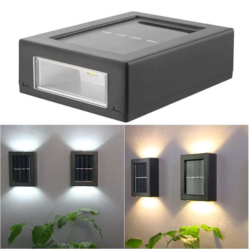 2Pcs Solar Wall Lamp Outdoor Garden Household Waterproof Wall Light Up And Down Garden Decorative Wall Lamp Illumination (image for) 2Pcs Solar Wall Lamp Outdoor Garden Household Waterproof Wall Light Up And Down Garden Decorative Wall Lamp Illumination
