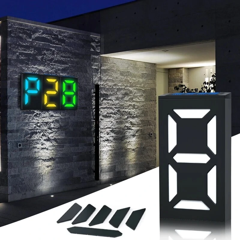 Solar DIY Digital Door Plate Light Led Wall Lamp Door Sign Light Outdoor Decorative Garden Villa (image for) Solar DIY Digital Door Plate Light Led Wall Lamp Door Sign Light Outdoor Decorative Garden Villa