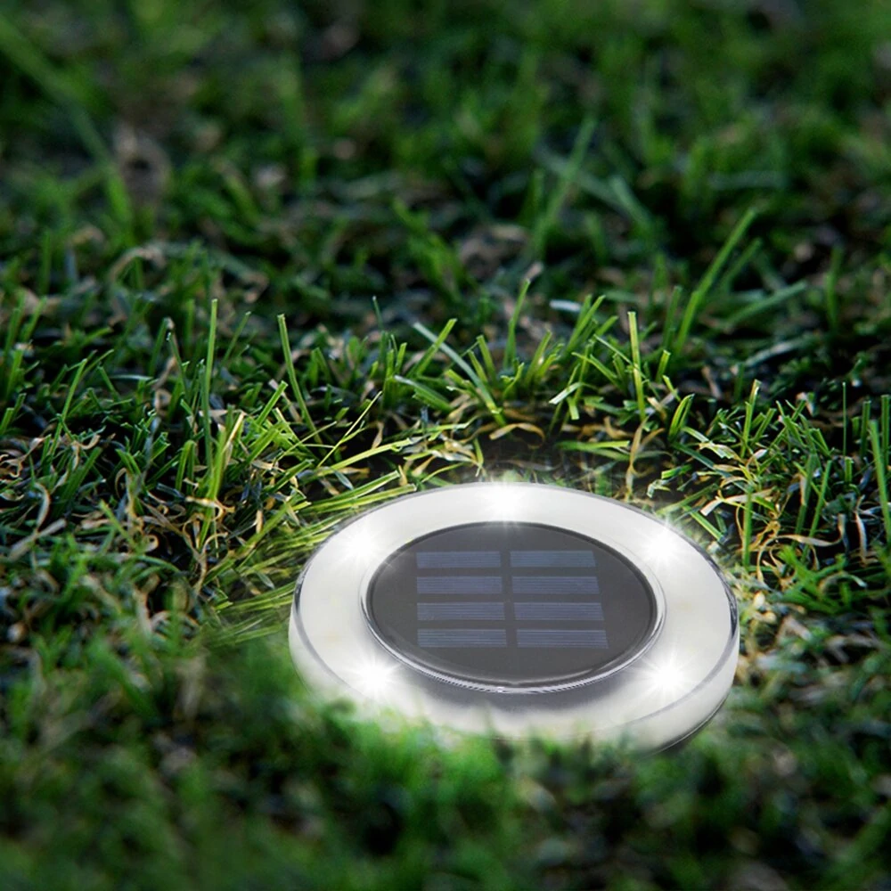 Solar Powered 8 LED Buried Lamp Round Underground Light Waterproof Outdoor Pathway Garden Yard Lawn (image for) Solar Powered 8 LED Buried Lamp Round Underground Light Waterproof Outdoor Pathway Garden Yard Lawn