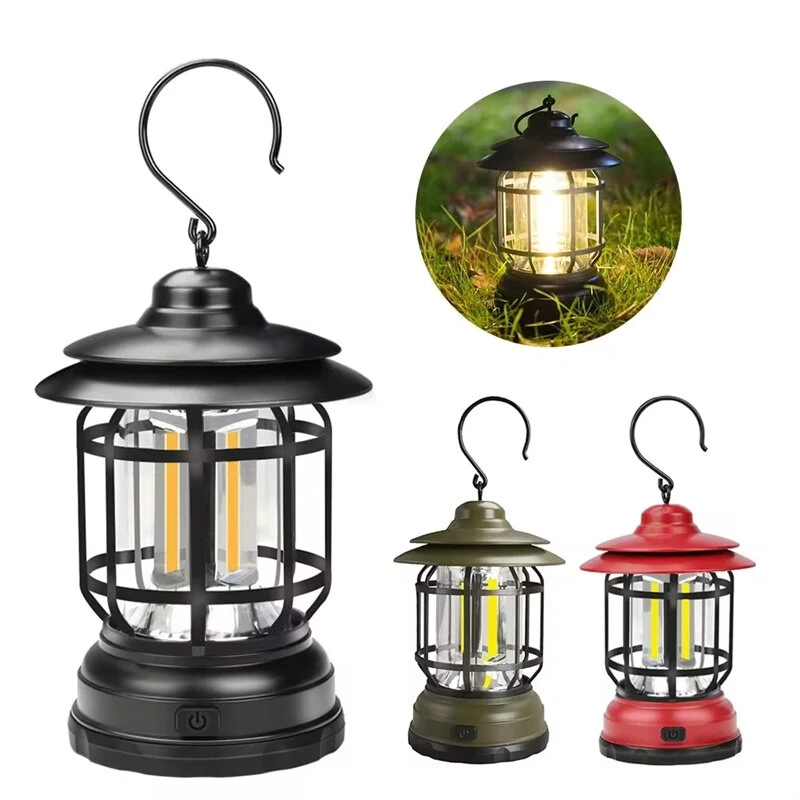 Vintage LED Camping Lantern COB Rechargeable Portable Waterproof Emergency Lantern Outdoor Tent Hiking Home Decor (image for) Vintage LED Camping Lantern COB Rechargeable Portable Waterproof Emergency Lantern Outdoor Tent Hiking Home Decor